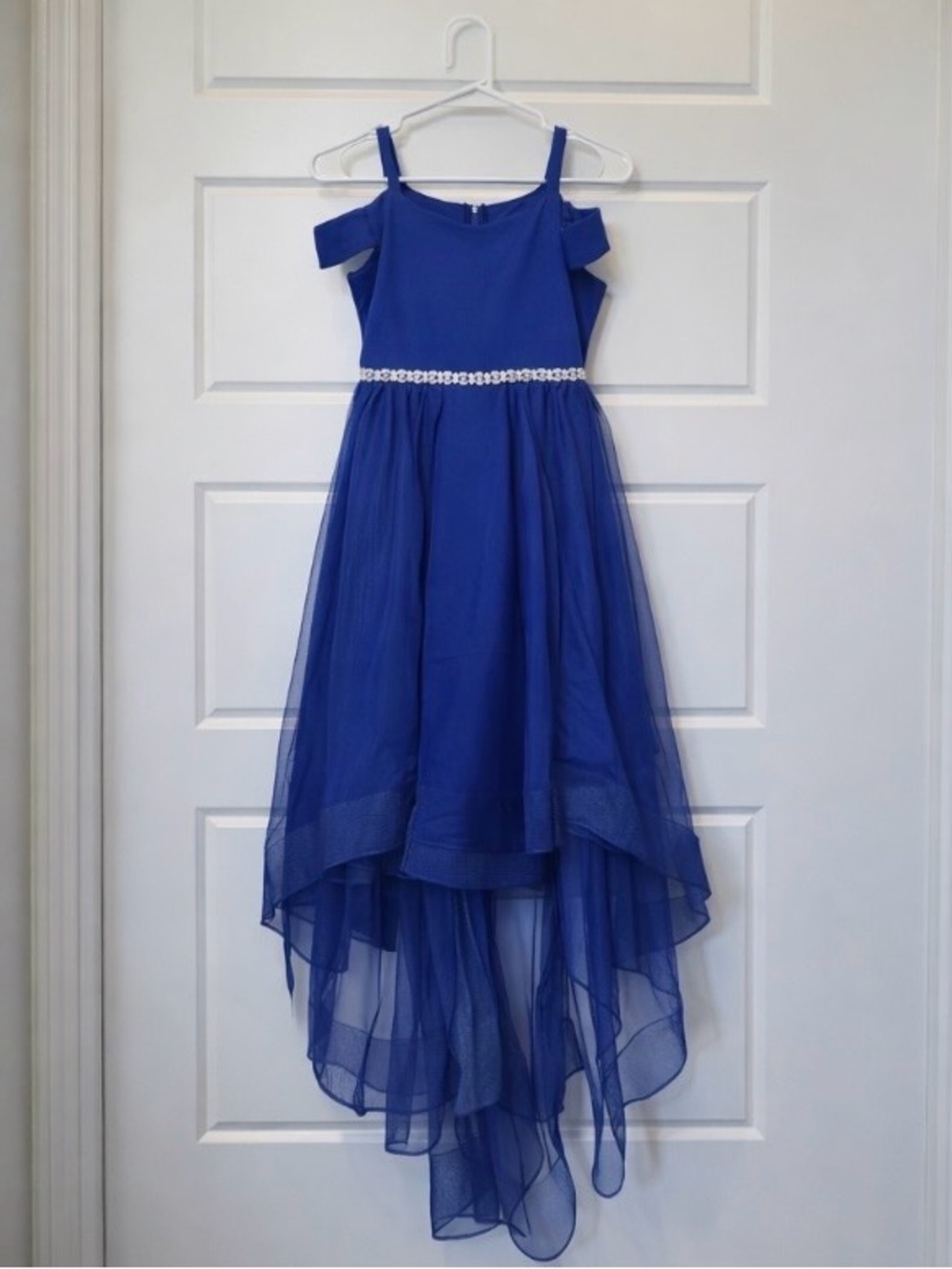 Rare Editions Royal Blue High-Low Party Dress with Rhinestone Waist